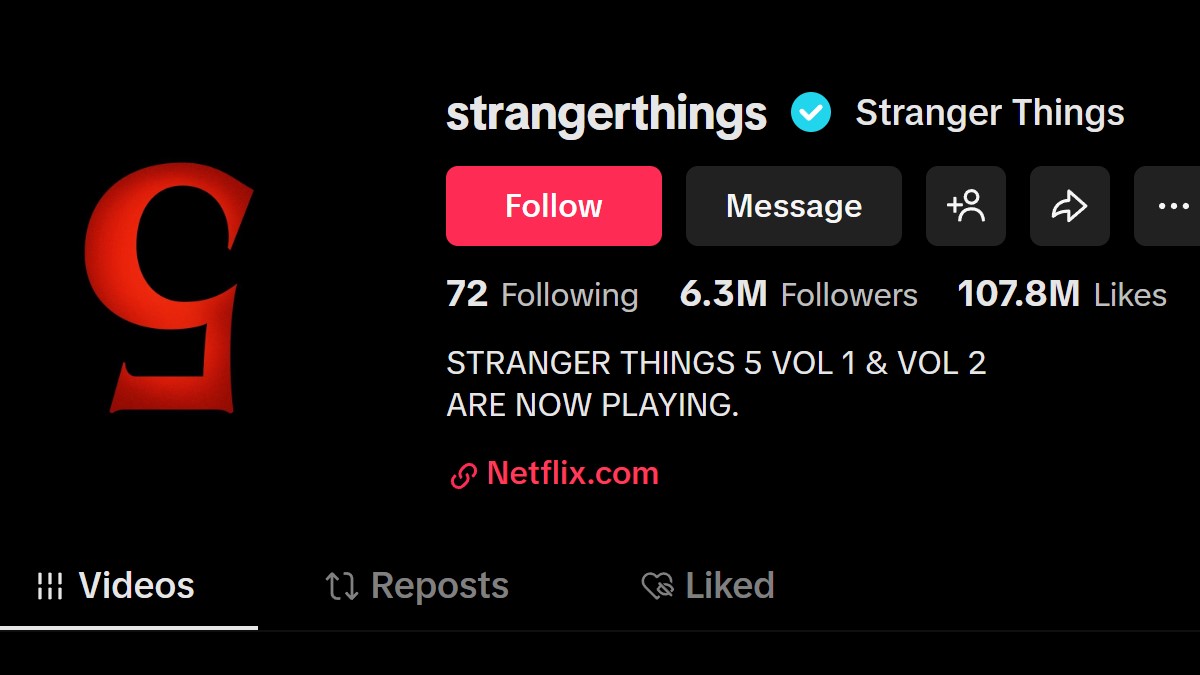 TikTok Stranger Things Page Screenshot