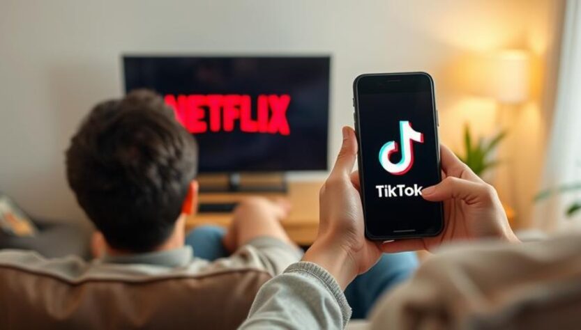 Watching Netflix on TV and using TikTok on phone