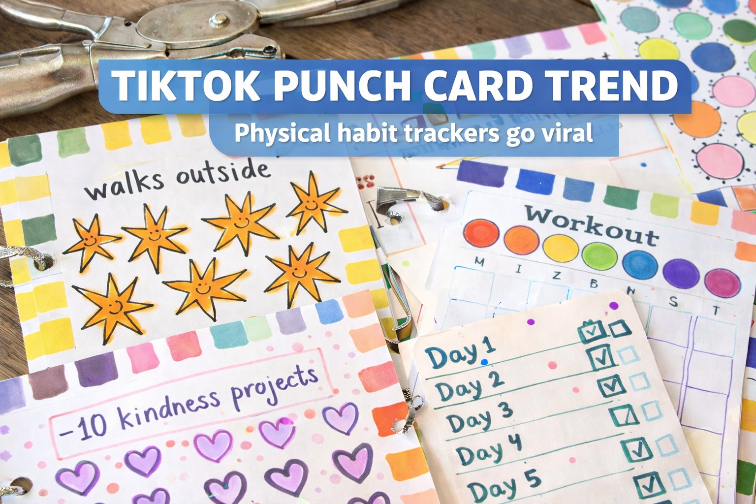 TikTok Punch Card Trend Collage Illustration