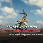 Coyote vs. Acme's incredible comeback, Wile E. Coyote on ACME rollerskates in the new movie