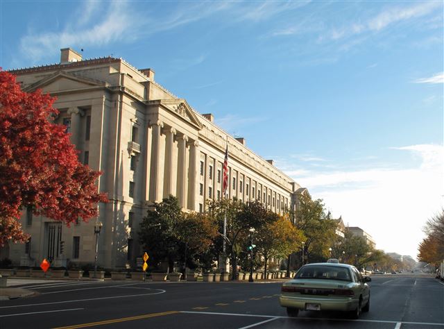 TikTok's $400 million settlement was reached with the U.S. Department of Justice, headquartered in this Washington, D.C. building