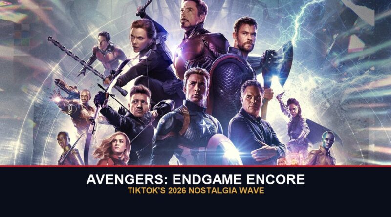 Avengers Endgame Encore poster art, tied to TikTok's 2026 nostalgia wave