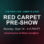 TikTok Live Emmys 2026 red carpet pre-show graphic, NBC livestream Sept 14