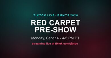 TikTok Live Emmys 2026 red carpet pre-show graphic, NBC livestream Sept 14
