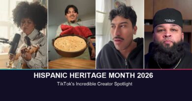 Hispanic Heritage Month 2026 TikTok creator spotlight, four-panel photo of Jasmine Wesley, Jose el Cook, Eric Sedeno and Rocky Rodriguez