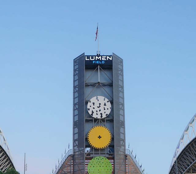 Lumen Field tower ahead of the NFL Kickoff Game 2026 between the Seahawks and Patriots