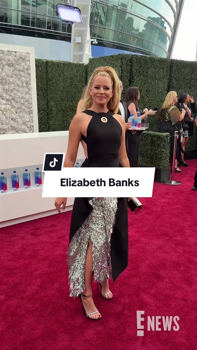 TikTok Live Emmys 2026 red carpet coverage, Elizabeth Banks at the Creative Arts Emmys
