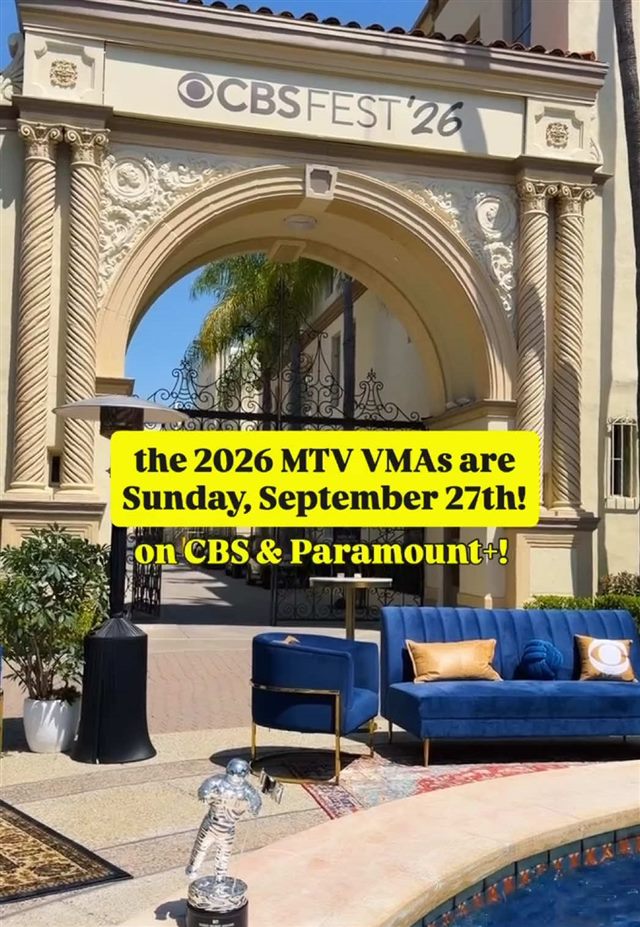 MTV VMAs 2026 CBS Fest promotional graphic with a Moon Person trophy