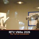 MTV Video Music Award Moonman trophy next to the MTV logo