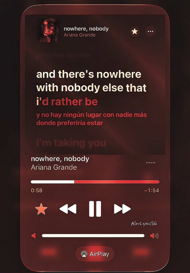 nowhere nobody trend lyric video mockup showing Ariana Grande's Petal closing track