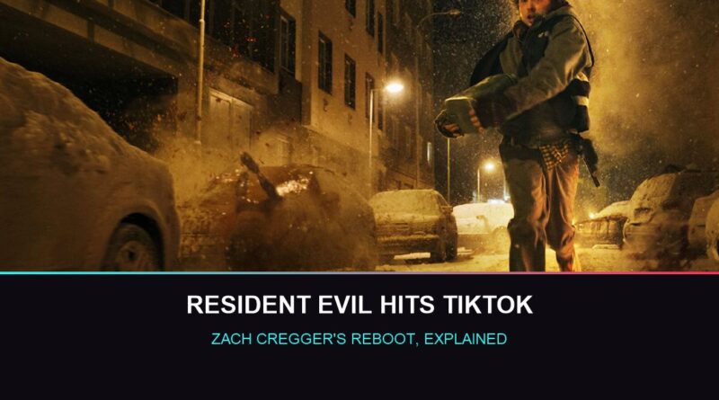 Resident Evil TikTok reactions: Austin Abrams as Bryan running through a snow-covered Raccoon City street in Zach Cregger's 2026 reboot