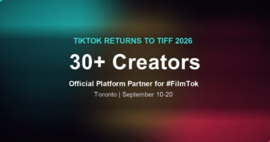 TikTok TIFF partnership 2026 hero image with 30+ Creators stat