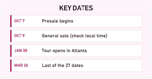 Bella Poarch tour timeline: presale October 7, general sale October 9, tour opens January 30 and ends March 26, 2027