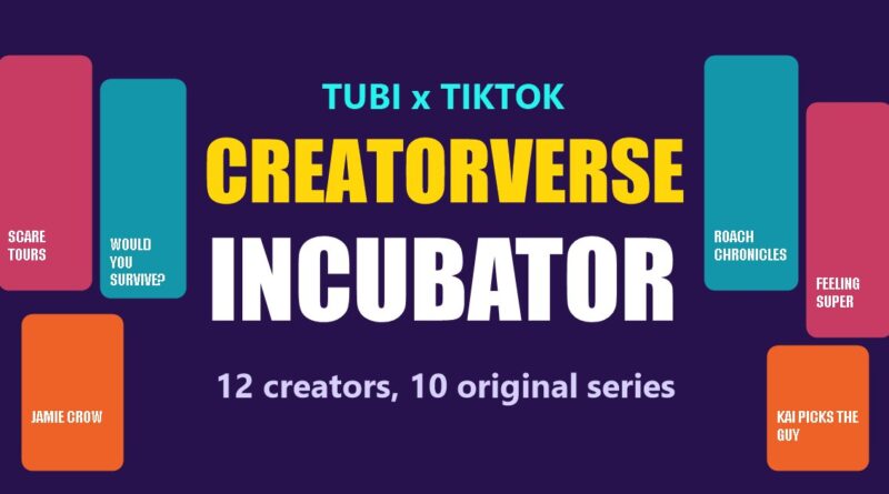 Creatorverse Incubator title card with Tubi series poster cards