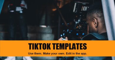 TikTok templates: a videographer filming with a camera rig and the words TikTok Templates, Use them, Make your own