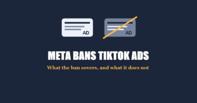 Meta bans TikTok ads: two ad cards, one crossed out