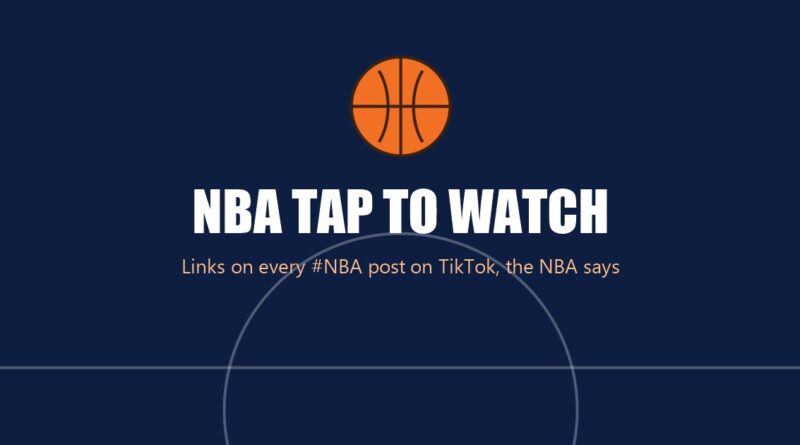 NBA Tap to Watch: an orange basketball above the title on a navy court background
