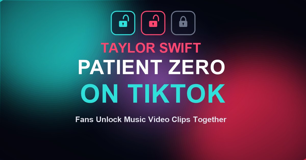 Taylor Swift Patient Zero TikTok hub graphic with unlocked padlocks, related to the Taylor Swift SNL cameo