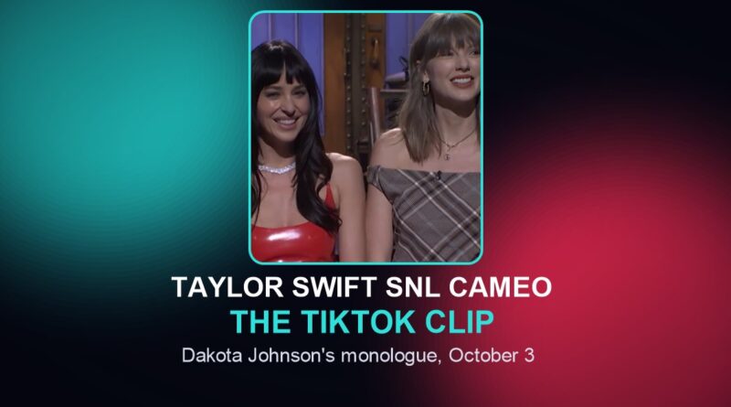 Taylor Swift SNL cameo: Taylor Swift and Dakota Johnson in a frame from the Saturday Night Live TikTok video