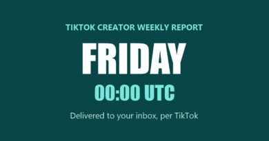 TikTok Creator Weekly Report card: Friday 00:00 UTC delivery to your inbox, per TikTok