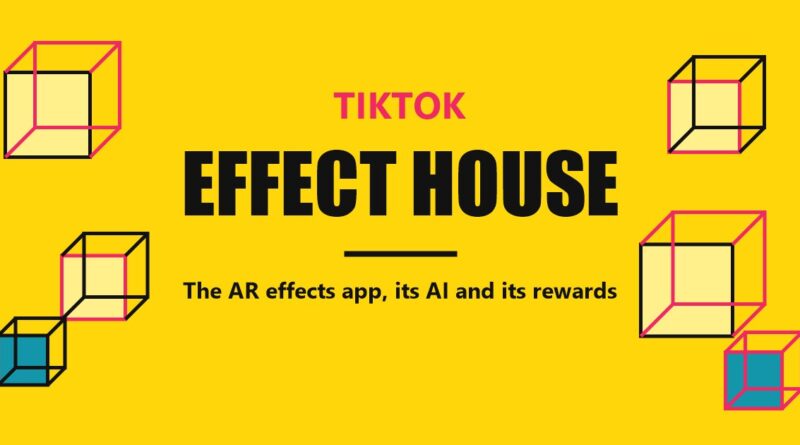TikTok Effect House title card with wireframe cubes on yellow