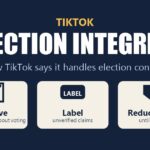 TikTok election integrity: three cards showing remove, label and reduce reach