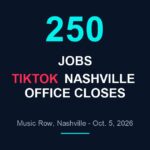 250 jobs, TikTok Nashville office closes, Music Row, October 5, 2026