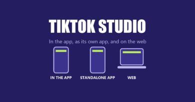 TikTok Studio: three device outlines labelled in the app, standalone app and web