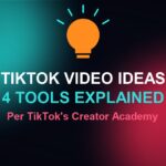 TikTok video ideas: a light bulb graphic with the words TikTok Video Ideas, 4 Tools Explained, Per TikTok's Creator Academy