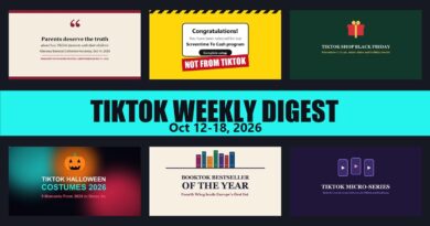 TikTok weekly digest Oct 12-18, 2026: collage of this week's article graphics