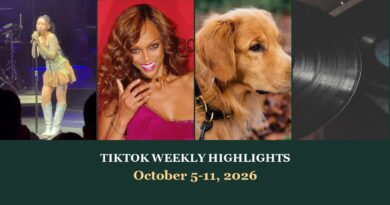 TikTok weekly highlights for October 5 to 11, 2026: Bella Poarch, Tyra Banks, a golden retriever and a vinyl record