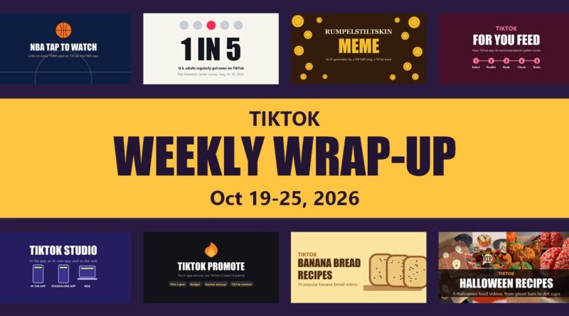 TikTok weekly wrap-up Oct 19-25, 2026: collage of this week's article graphics